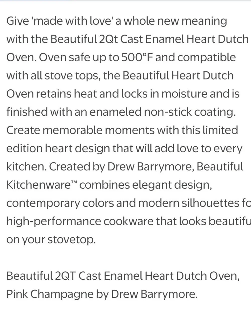 Beautiful 2QT Cast Iron Heart Dutch Oven- Pink
